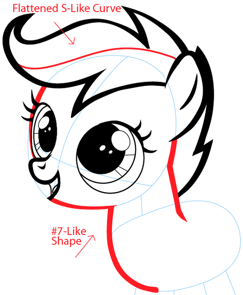 Step 6 : Drawing Scootaloo from My Little Pony in Easy Steps Lesson