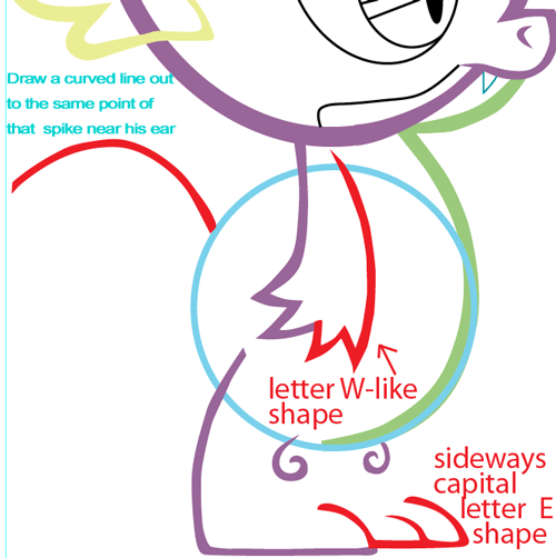 Step 7 : Drawing Spike from My Little Pony in Easy Steps Lesson