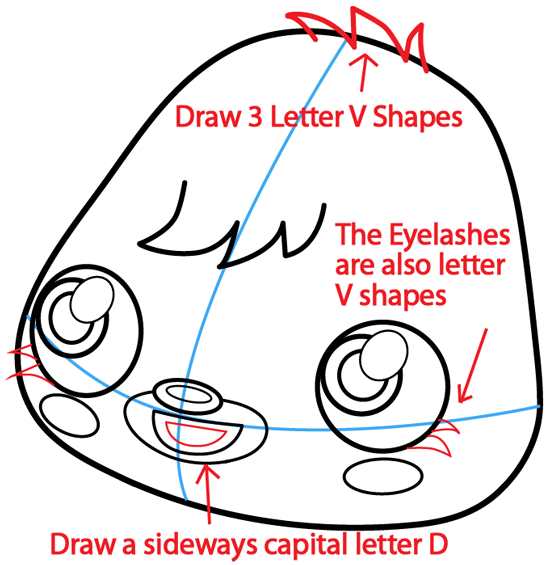 Step 8 : Drawing Poppet from Moshi Monsters in Easy Steps Lesson