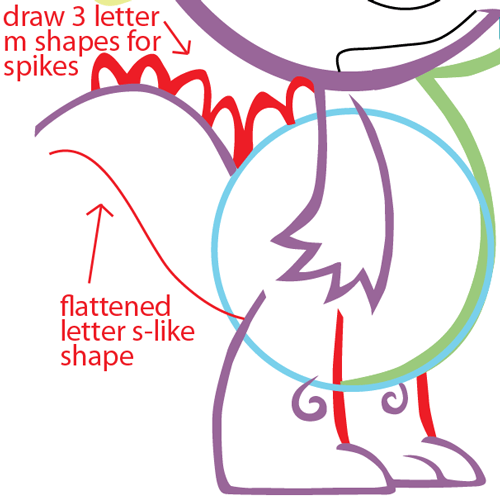 Step 8 : Drawing Spike from My Little Pony in Easy Steps Lesson