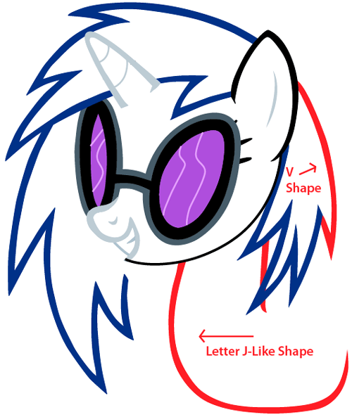 Step 8 : Drawing Vinyl Scratch from My Little Pony in Easy Steps Lesson