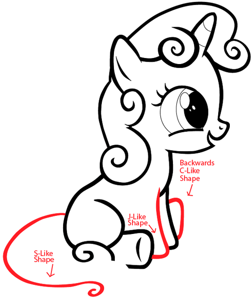 Step 9 : Drawing Sweetie Belle from My Little Pony: Friendship is Magic in Easy Steps Lesson