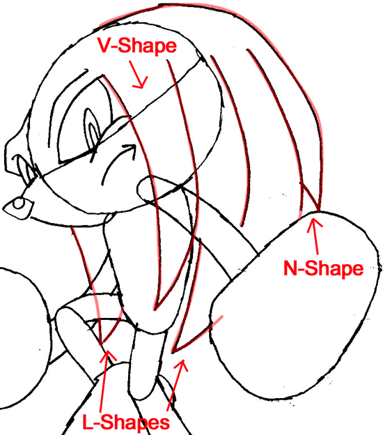 Step 6 : Drawing Knuckles the Echidna from Sonic the Hedgehog in Easy Steps Lesson