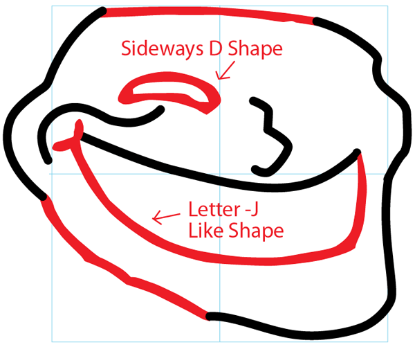 Step 4 : Drawing Trollface in Easy Steps Lesson