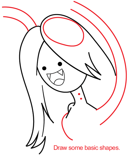 Step 5 : Drawing Marceline from Adventure Time in Easy Steps Lesson