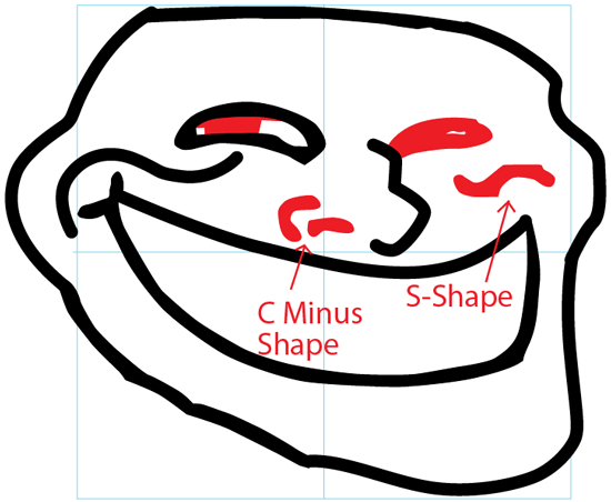 Step 5 : Drawing Trollface in Easy Steps Lesson.