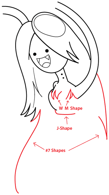 Step 6 : Drawing Marceline from Adventure Time in Easy Steps Lesson