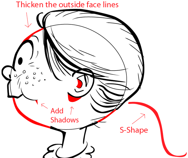Step 6 : Drawing a Girl with a Flower for Mother's Day or Valentine's Day in Easy Steps Lesson