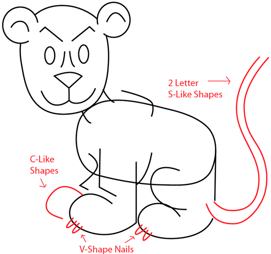 Step 7 : Drawing a Cartoon Lion in Easy Steps Lesson