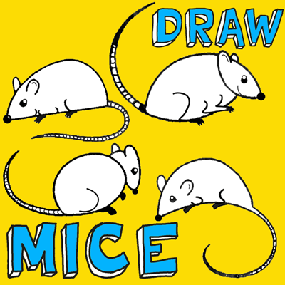 How to draw Cartoon Mice with easy step by step drawing tutorial