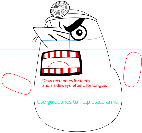 Step 6 : Drawing Resetti from Animal Crossing in Easy Steps Lesson