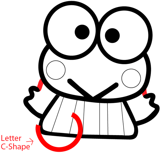 Step 7 : Drawing Keroppi from Hello Kitty in Easy Steps Lesson
