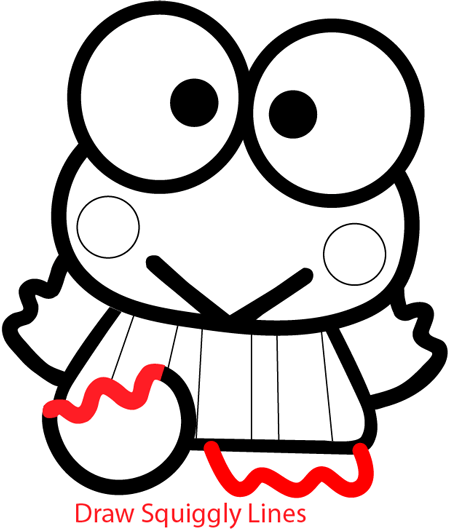 Step 8 : Drawing Keroppi from Hello Kitty in Easy Steps Lesson