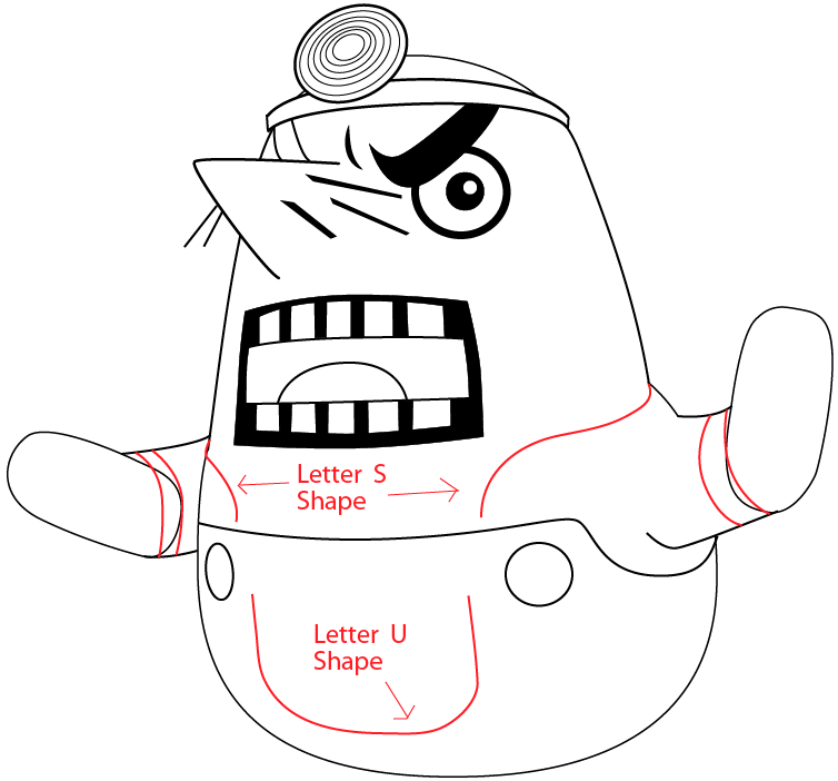 Step 8 : Drawing Resetti from Animal Crossing in Easy Steps Lesson