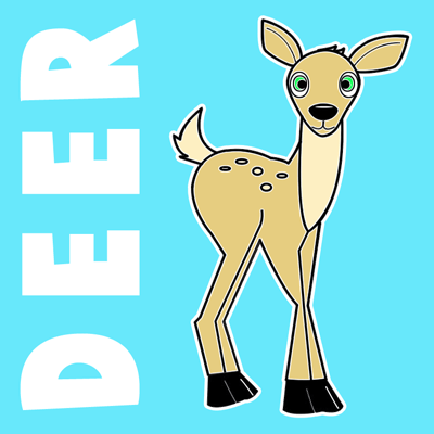 How to Draw Cartoon Baby Deer with Step by Step Drawing Lesson - How to  Draw Step by Step Drawing Tutorials