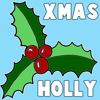 How to Draw Christmas Holly with Easy Tutorial - How to Draw Step