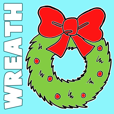 How to Draw Cartoon Christmas Wreaths