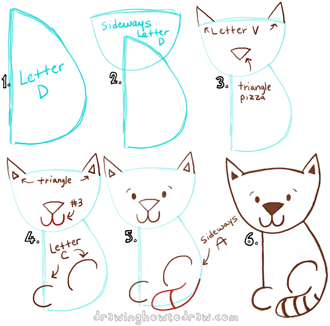 Big Guide to Drawing Cartoon Cats with Basic Shapes for Kids - How to Draw  Step by Step Drawing Tutorials