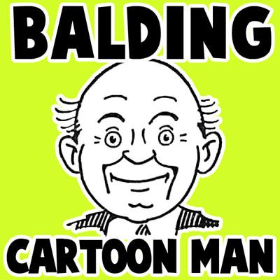 How to Draw a Cartoon Bald Man with Simple Shapes, Letters, and Numbers