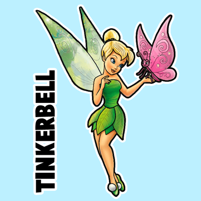 How to Draw Tinkerbell Holding a Butterfly with Easy to Follow Steps