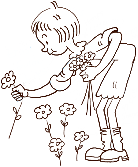 How to Draw a Girl Picking Flowers for Valentines Day or Mothers Day