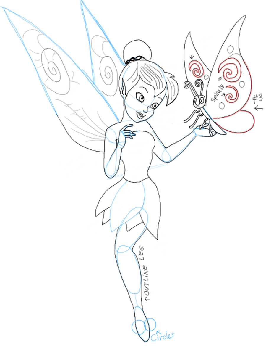 How to Draw Tinkerbell Holding a Butterfly with Easy to Follow Steps