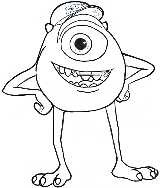 Finished Drawing Mike Wazowski from Monsters University & Monsters Inc