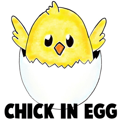 how to draw baby chick in egg drawing tutorial for kids