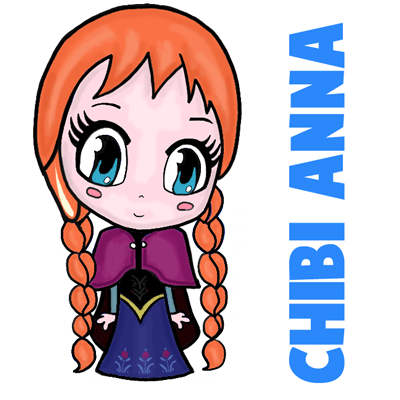 How To Draw Chibi Anna From Frozen With Easy Step By Step Tutorial How To Draw Step By Step Drawing Tutorials