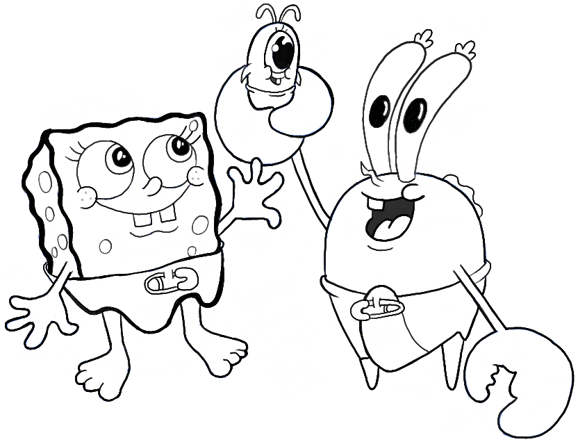 How to Draw Baby Spongebob, Mr. Krabs, and Plankton from Spongebob Squarepants