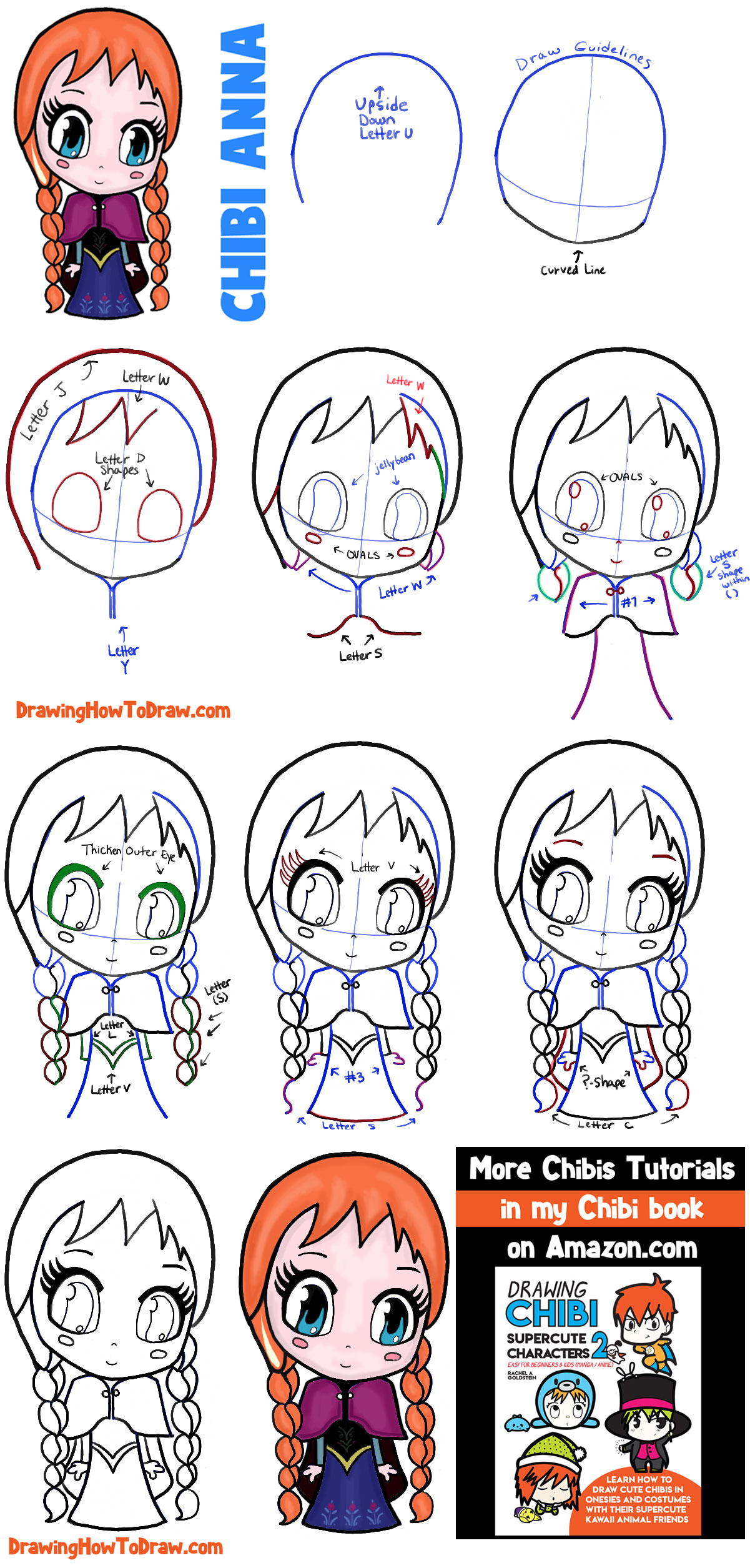 How to Draw Chibi Anna from Frozen with Easy Step by Step Tutorial