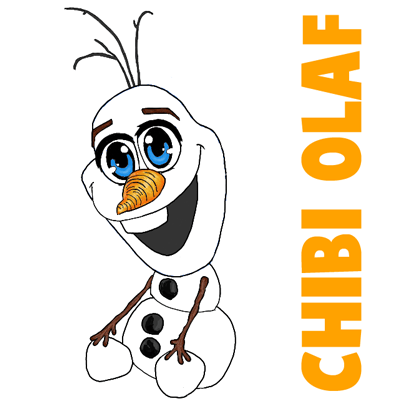 How to Draw Chibi Olaf or Baby Olaf from Frozen in Easy Step by Step Drawing Tutorial