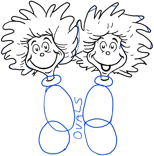 How To Draw Thing One And Thing Two From Dr Seuss The Cat In The Hat How To Draw Step By Step Drawing Tutorials