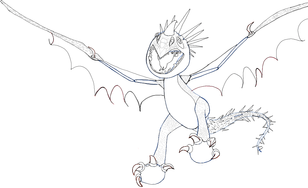 finished line drawing of Stormfly-how-to-train-your-dragon.