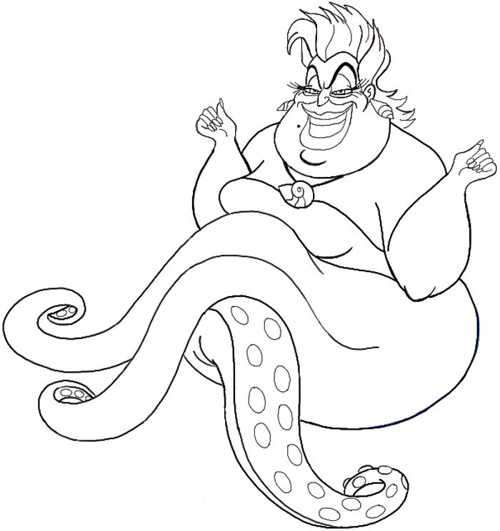 How Draw Ursula The Sea Witch from The Little Mermaid Step by Step ...