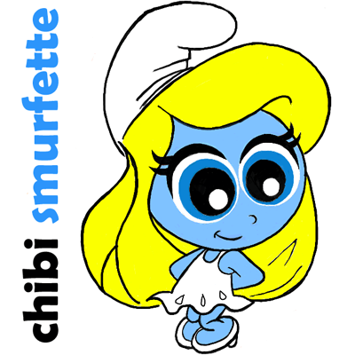 Drawing Tutorial for Learning How to Draw Chibi Smurfette or Baby Smurfette from The Smurfs