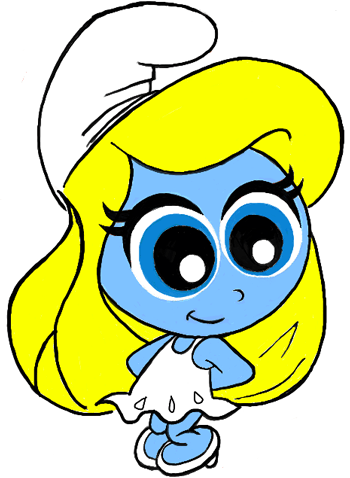 Drawing Tutorial for Learning How to Draw Chibi Smurfette or Baby Smurfette from The Smurfs 