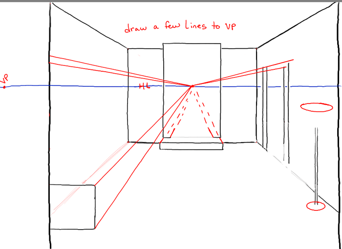 How to Draw a Room with Perspective Drawing Tutorial of a Living Room ...