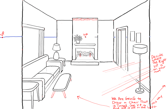 How To Draw A Room With Perspective Drawing Tutorial Of A