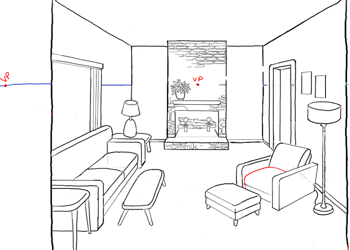 Room With Perspective Drawing Tutorial