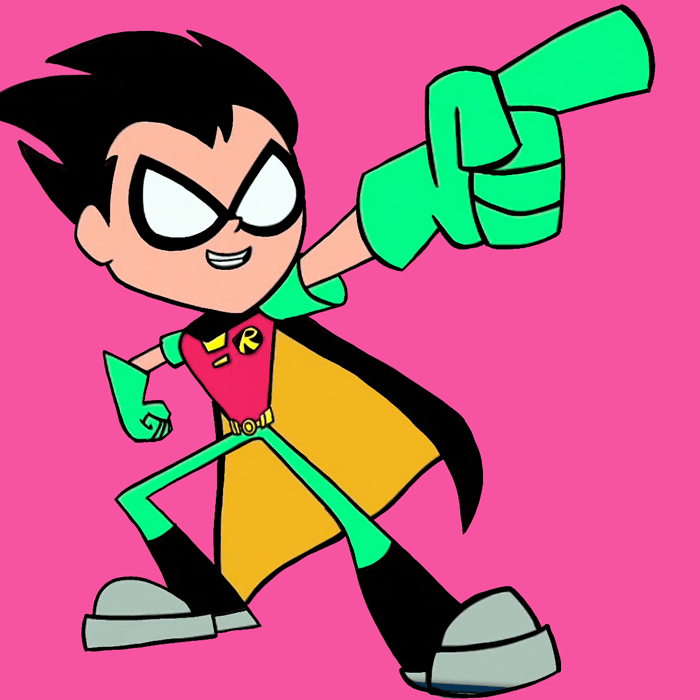 Finished Colored Drawing of Robin from Teen Titans Go