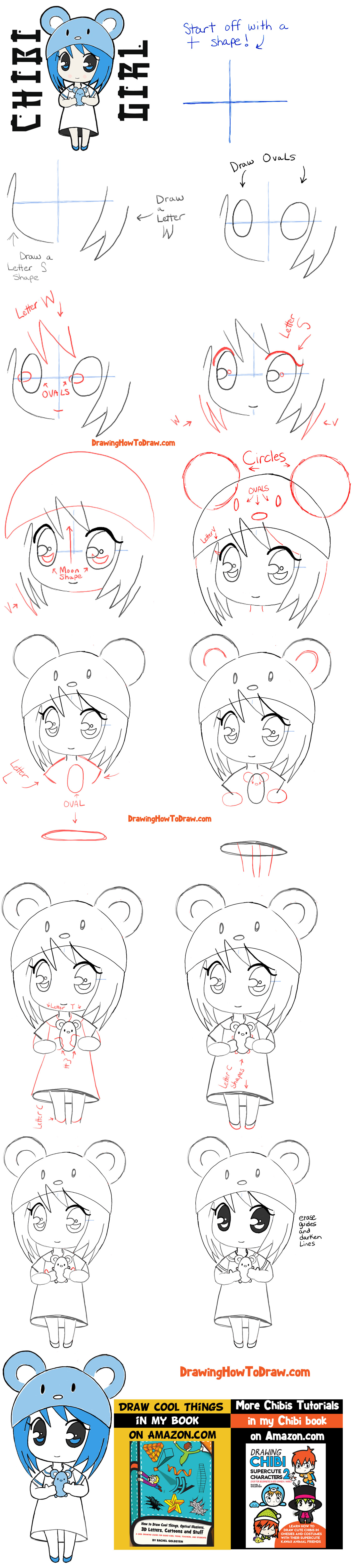 How to Draw a Chibi Girl with Cute Mouse Hat Easy Step by Step Drawing Tutorial