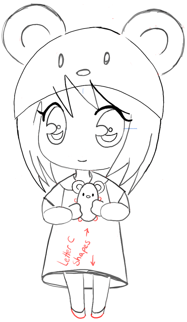 How to Draw a Chibi Girl with Cute Mouse Hat Easy Step by Step