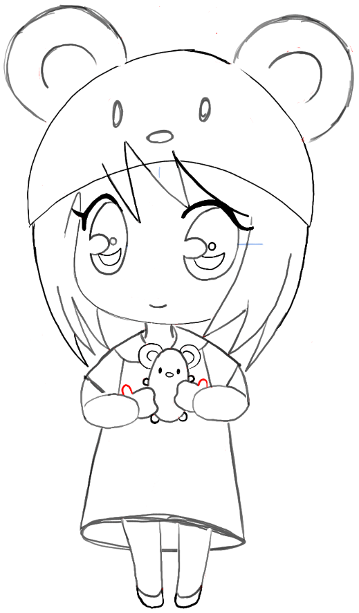 How To Draw A Chibi Girl With Cute Mouse Hat Easy Step By Step