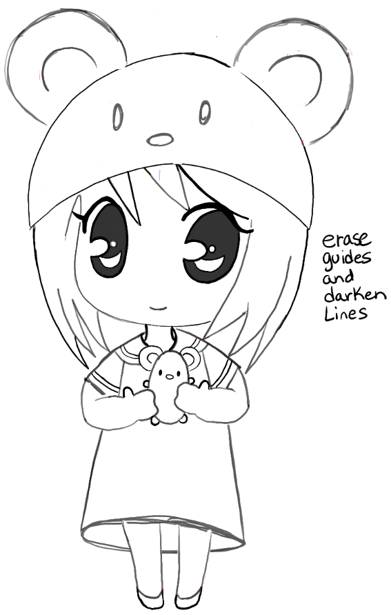 How To Draw A Chibi Girl With Cute Mouse Hat Easy Step By