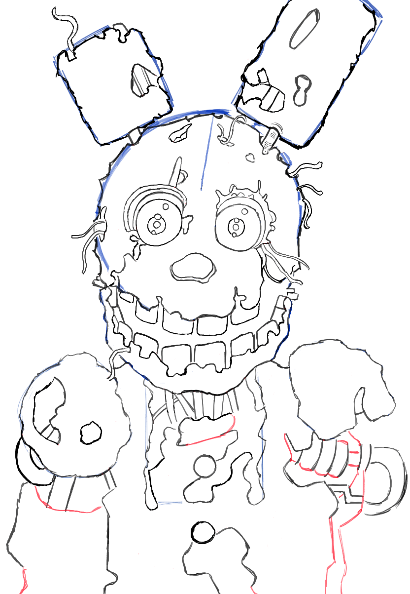 How To Draw Springtrap From Five Nights At Freddys 3 Step By Step