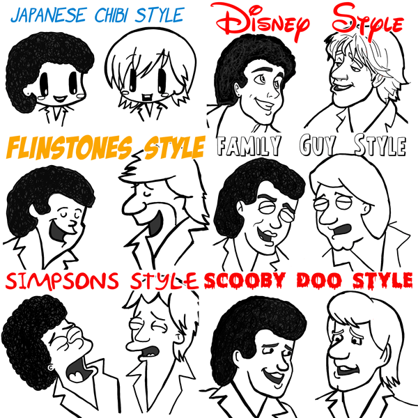 How to Draw Men and Males in Many Different Cartoon Styles (Air Supply) -  How to Draw Step by Step Drawing Tutorials