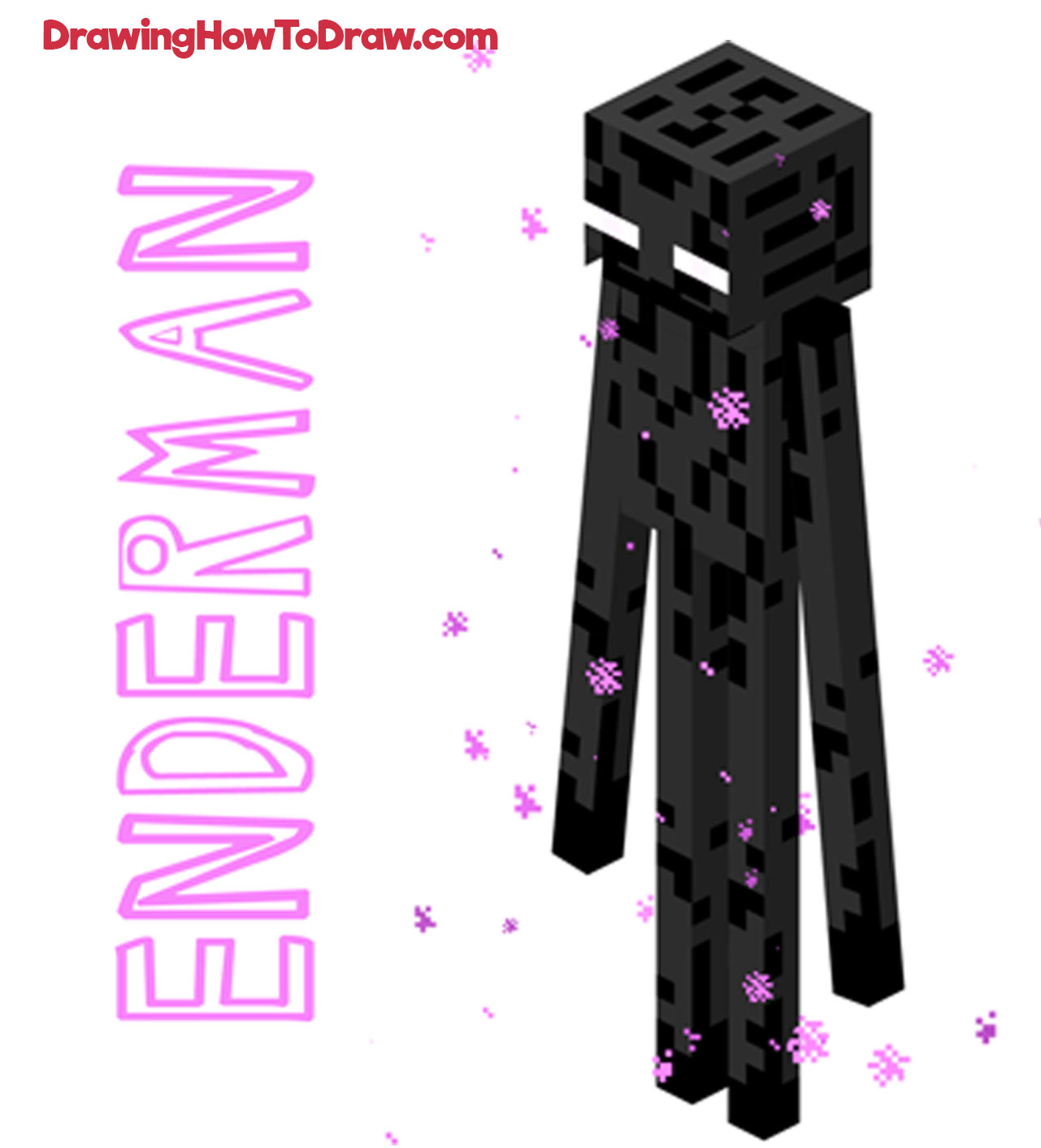 How to Draw Enderman from Minecraft Step by Step Drawing Lesson