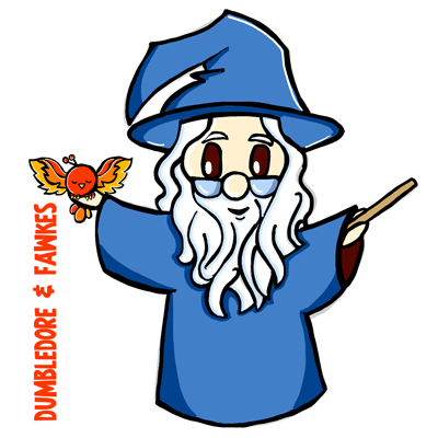 How to Draw Cute Chibi Dumbledore and Fawkes the Phoenix with Step by Step Drawing Tutorial
