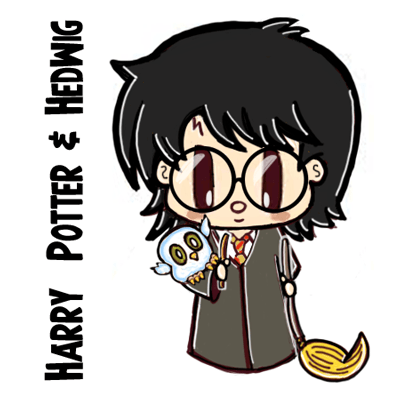 How to Draw Cute Cartoon Harry Potter and Hedwig - Chibi Style - How to  Draw Step by Step Drawing Tutorials